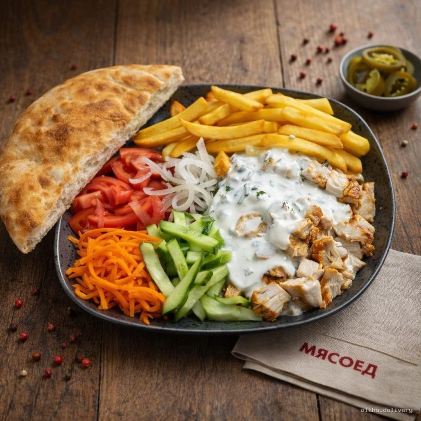 Шаверма на тарелке куриная