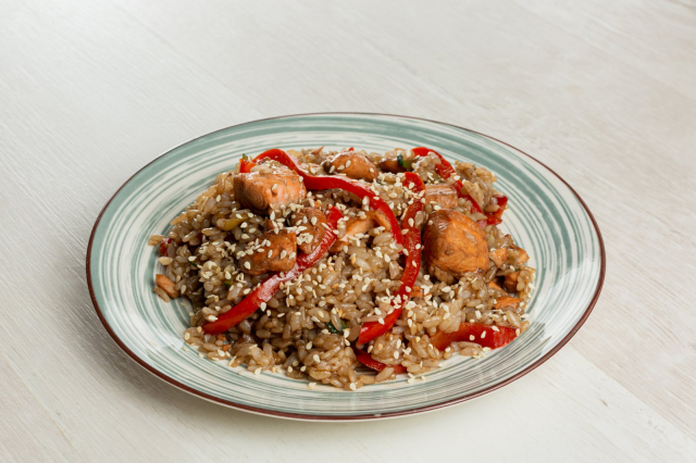 Рис с лососем