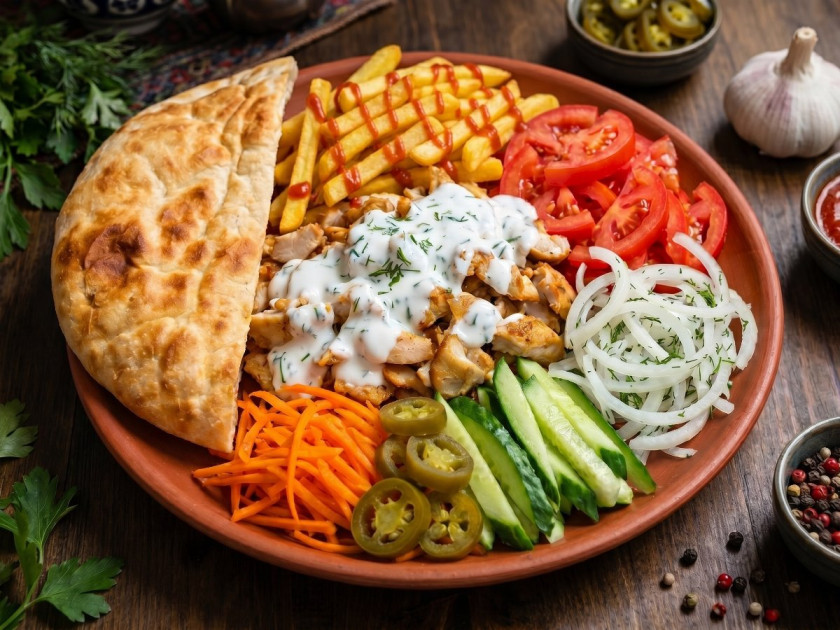 ОСТРАЯ куриная шаверма на тарелке